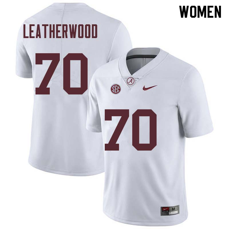 Women #70 Alex Leatherwood Alabama Crimson Tide College Football Jerseys Sale-White